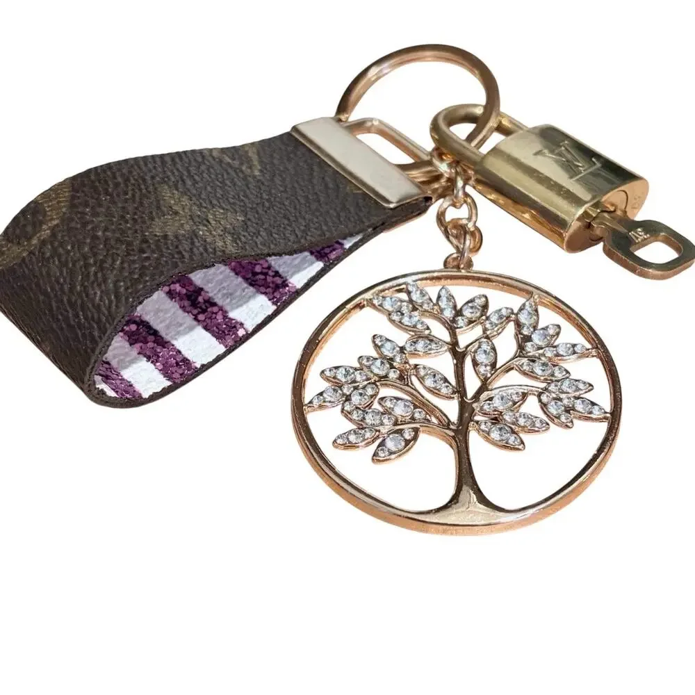 Louis Vuitton Lock & Key #317 w/Handmade LV Canvas Loop & Tree Charm Keychain